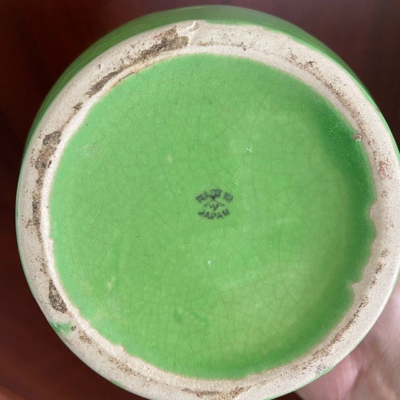 Vintage Green Floral Sakura Cherry Blossom Ceramic Vase Made In Japan Beautiful - Picture 8 of 11